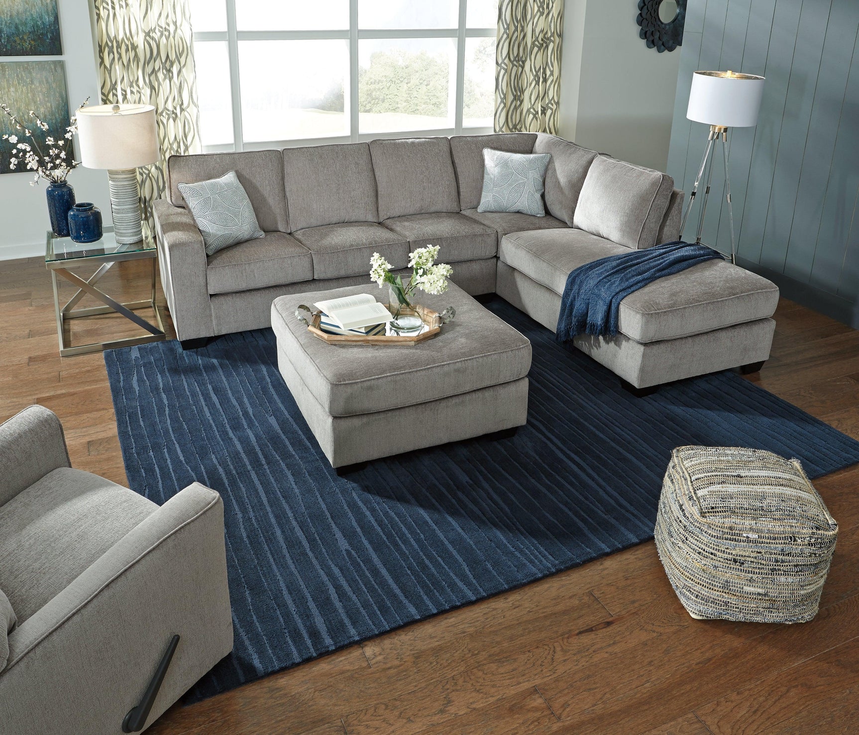 Altari Alloy Chenille Oversized Accent Ottoman - Ella Furniture