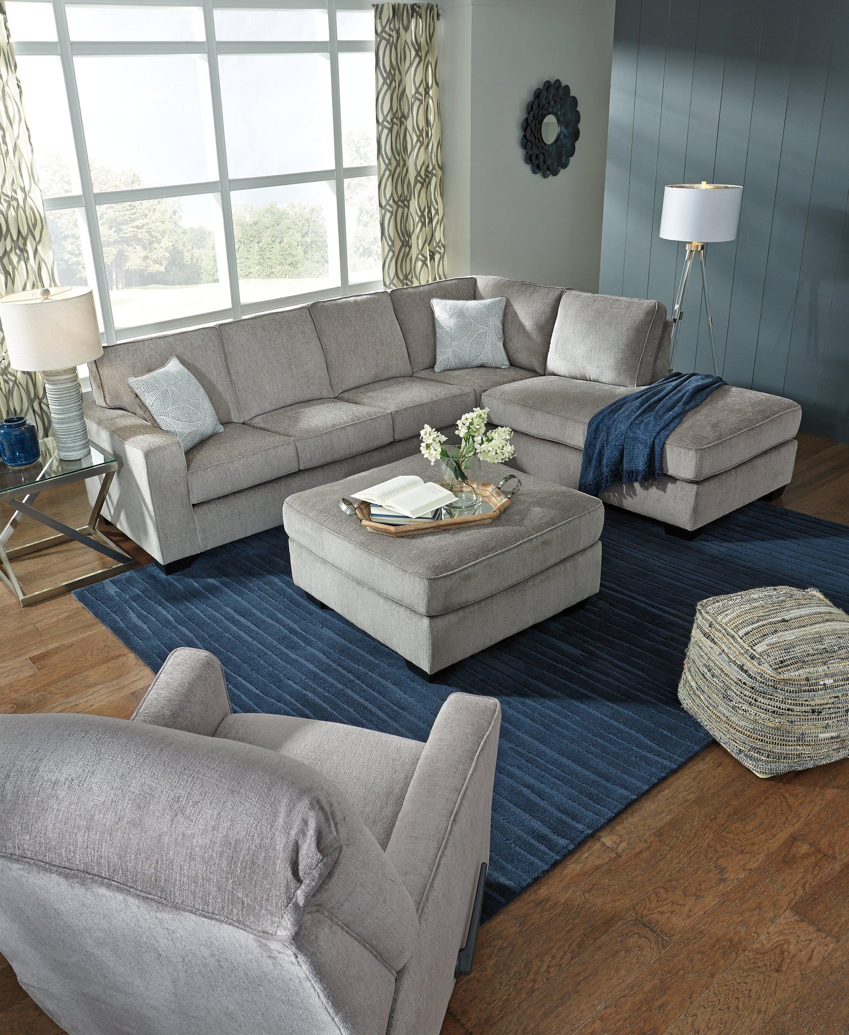 Altari Alloy Chenille Oversized Accent Ottoman - Ella Furniture