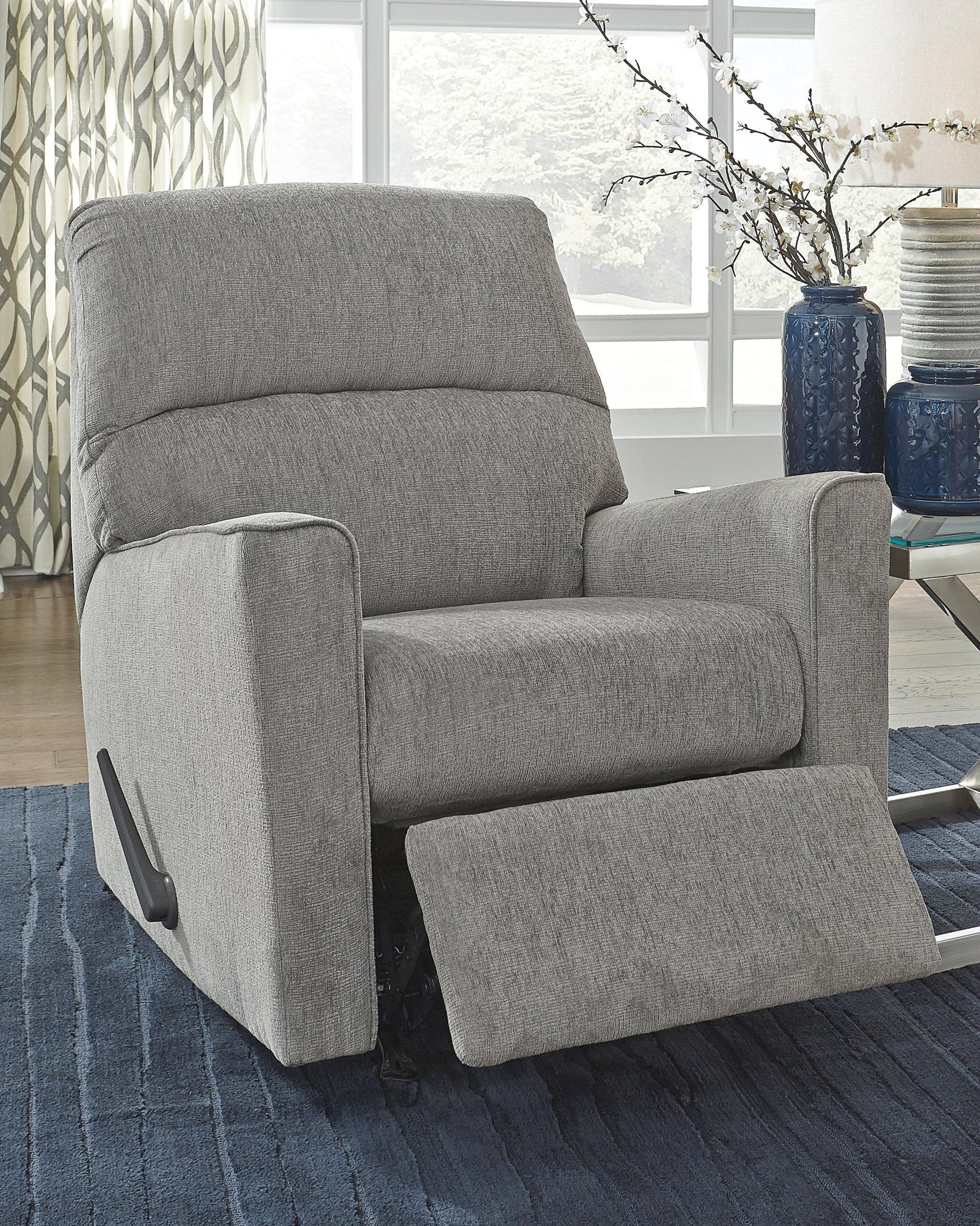 Altari Alloy Chenille Recliner - Ella Furniture