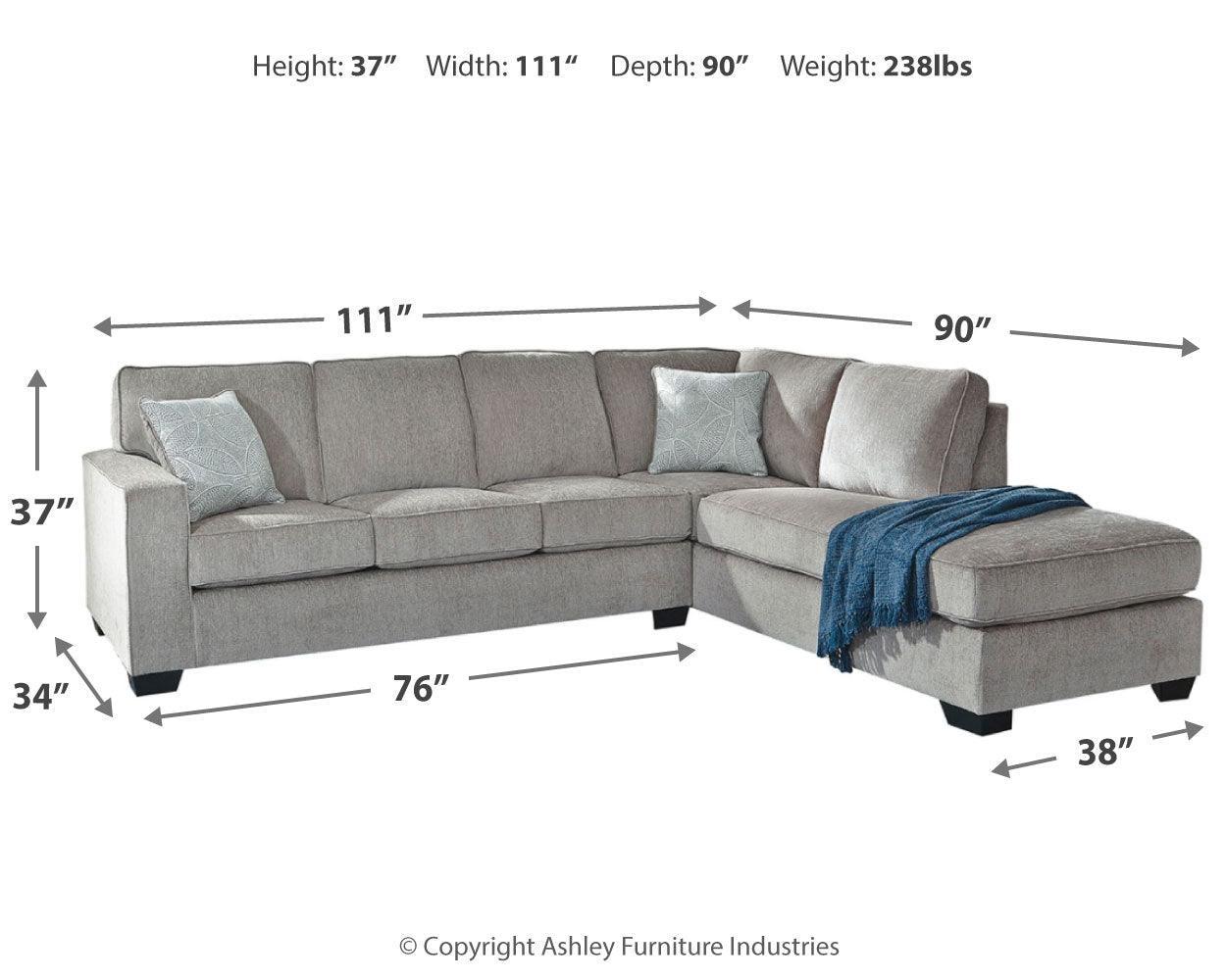 Altari Alloy Chenille 2-Piece Sectional With Chaise 87214S2 - Ella Furniture