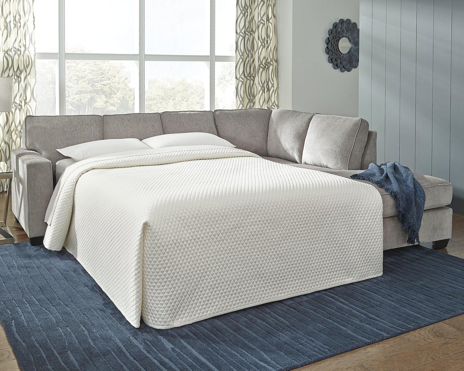 Altari Alloy Chenille 2-Piece Sleeper Sectional With Chaise 87214S3 - Ella Furniture