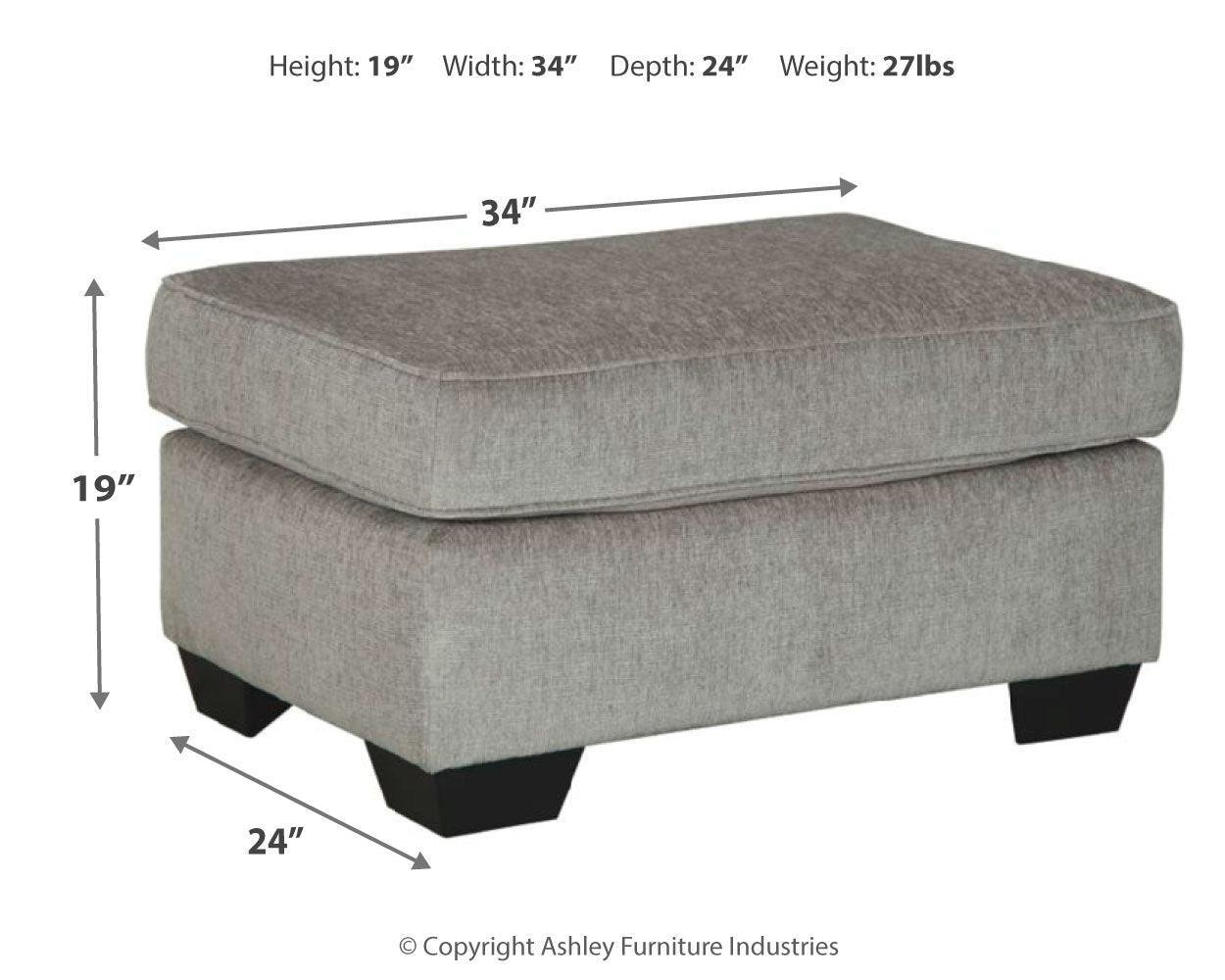 Altari Alloy Chenille Ottoman - Ella Furniture