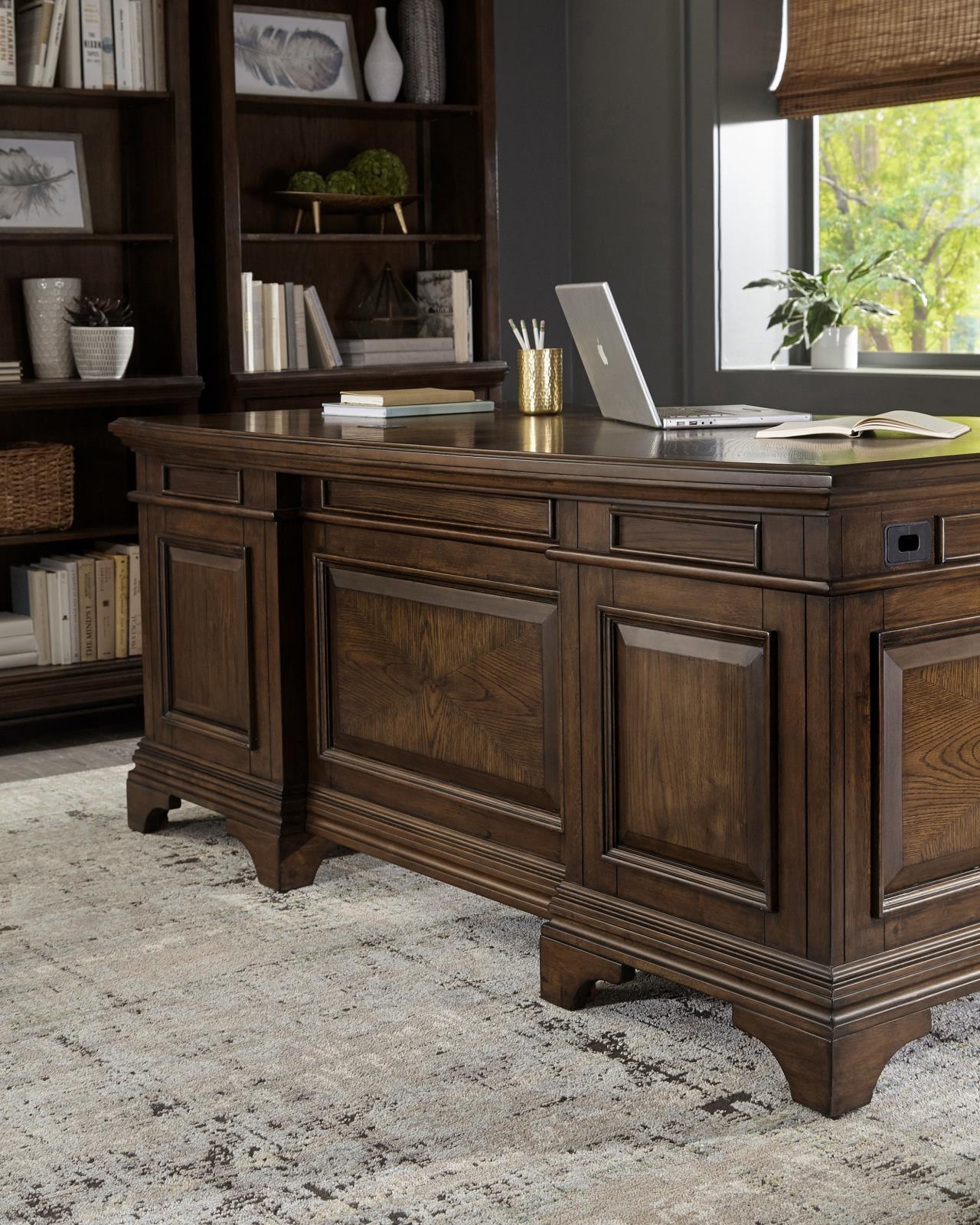 Hartshill Burnished Oak Executive Desk - Ella Furniture