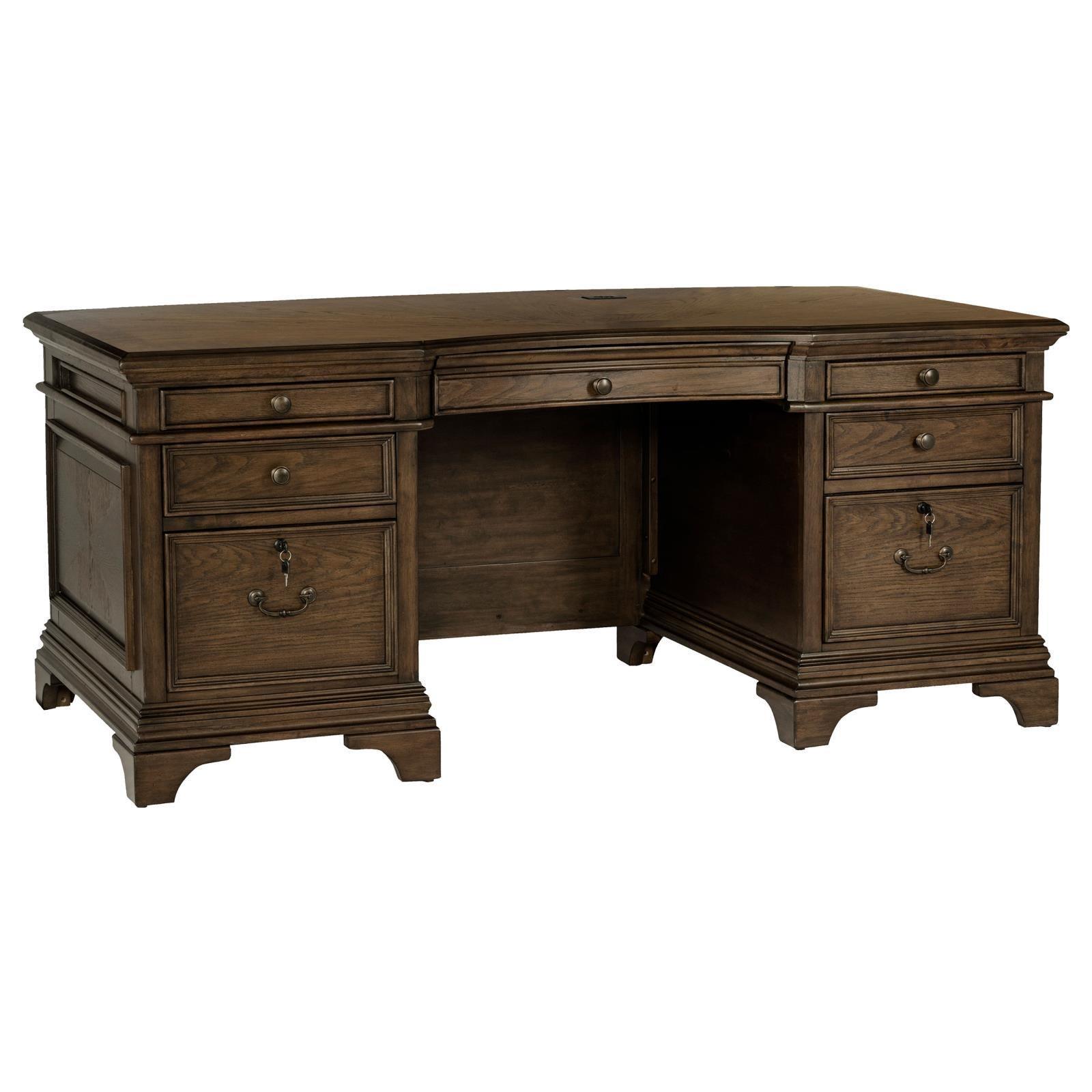 Hartshill Burnished Oak Executive Desk - Ella Furniture
