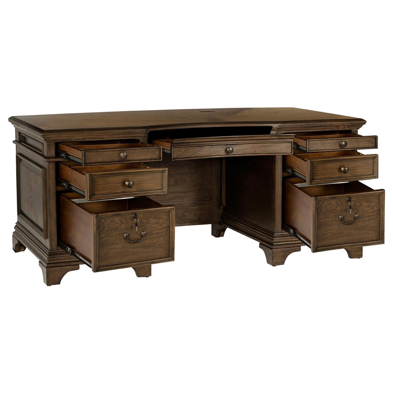 Hartshill Burnished Oak Executive Desk - Ella Furniture