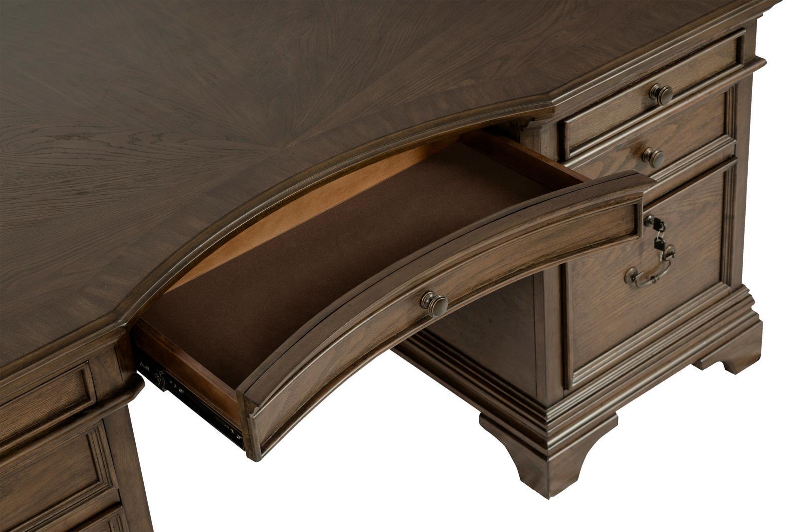Hartshill Burnished Oak Executive Desk - Ella Furniture