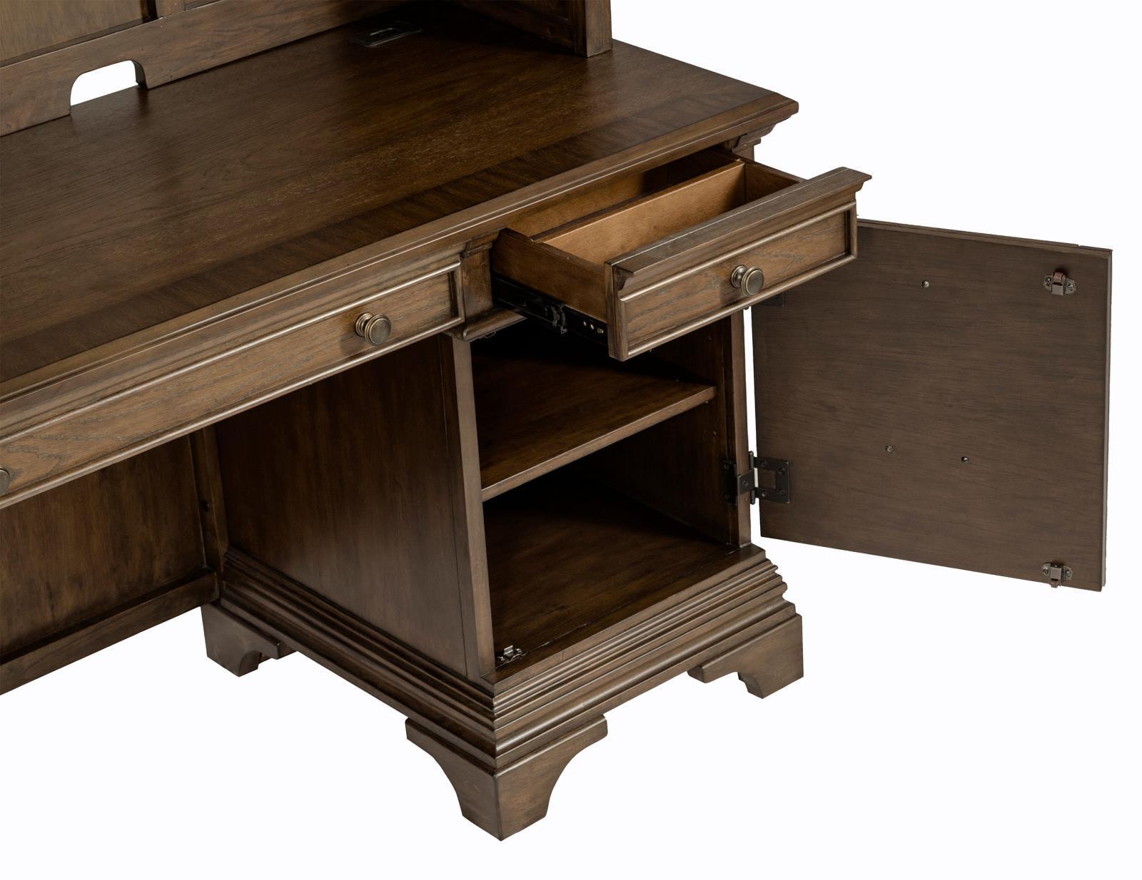 Hartshill Credenza With Power Outlet Burnished Oak 881282 - Ella Furniture