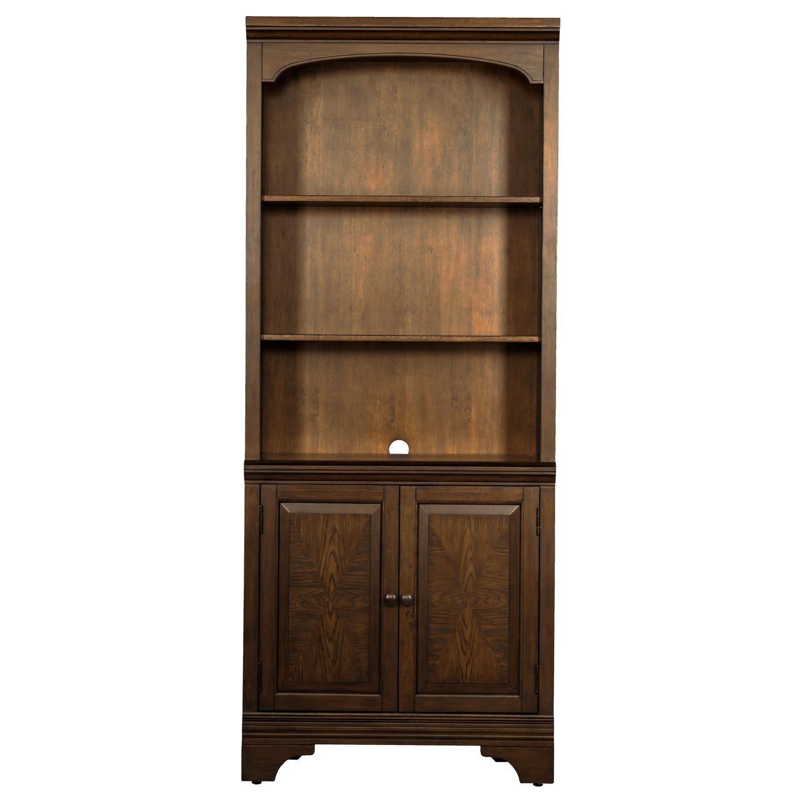 Hartshill Bookcase With Cabinet Burnished Oak - Ella Furniture