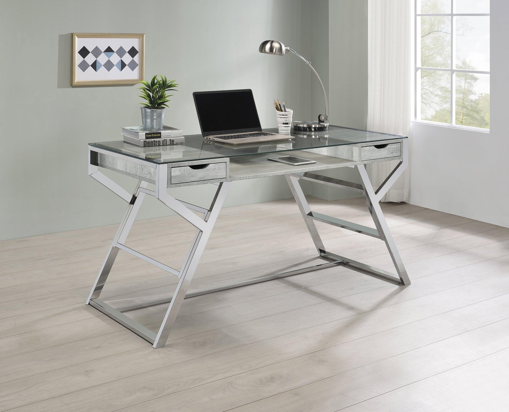 Emelle 4-Shelf Bookcase With Glass Panels 802340 - Ella Furniture