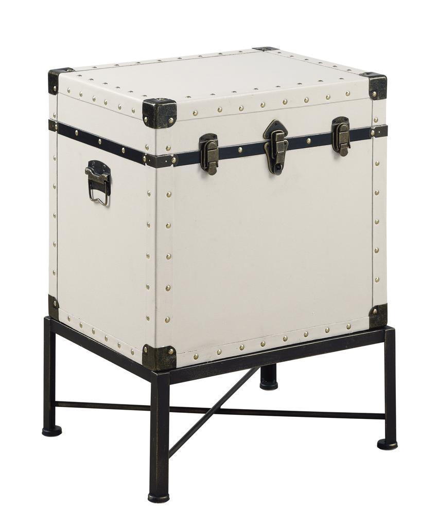 Nancy Accent Cabinet With Nailhead Trim White - Ella Furniture