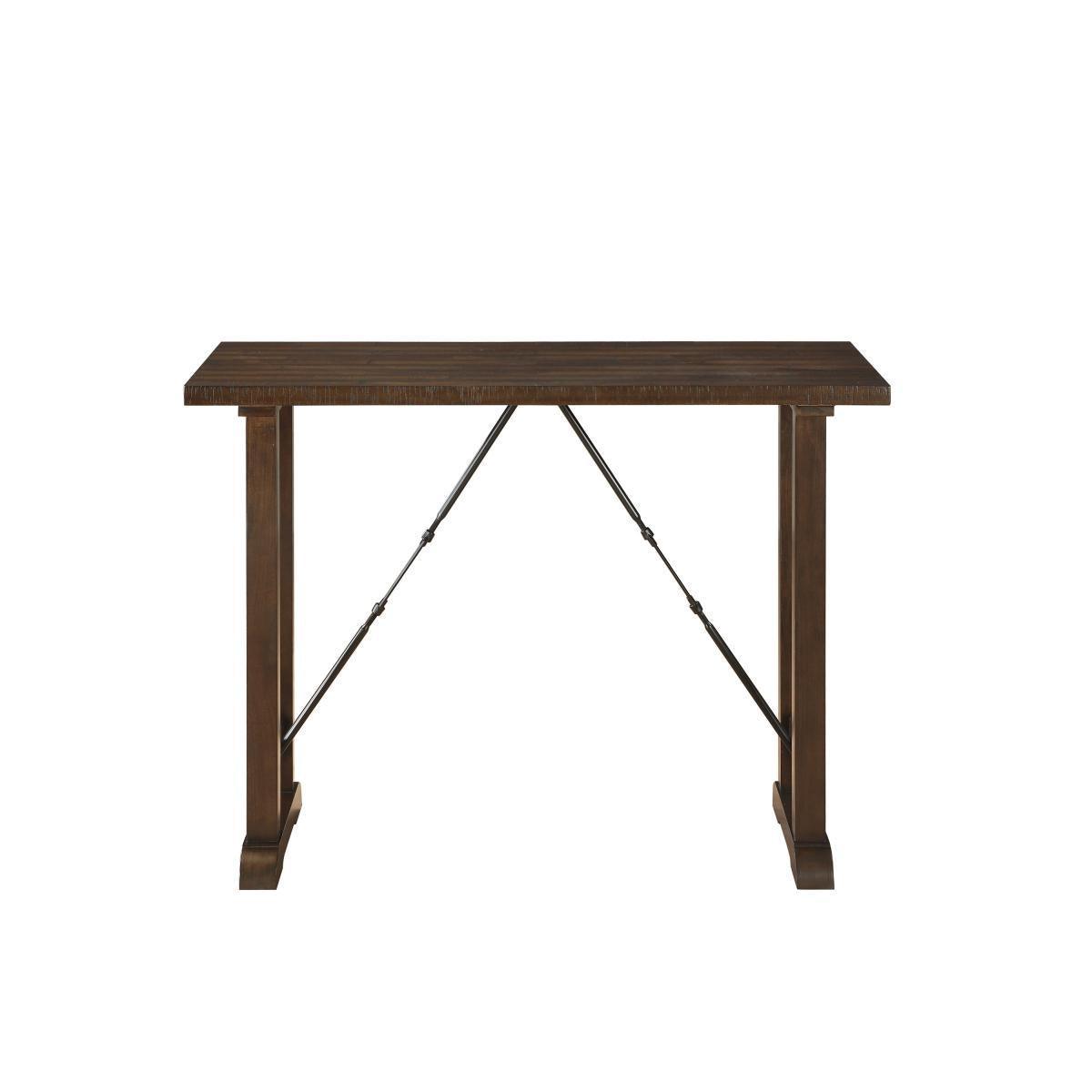 Bracknell Brown Cherry Rustic Modern Casual Industrial Solid Wood Counter Height Dining Room Set - Ella Furniture