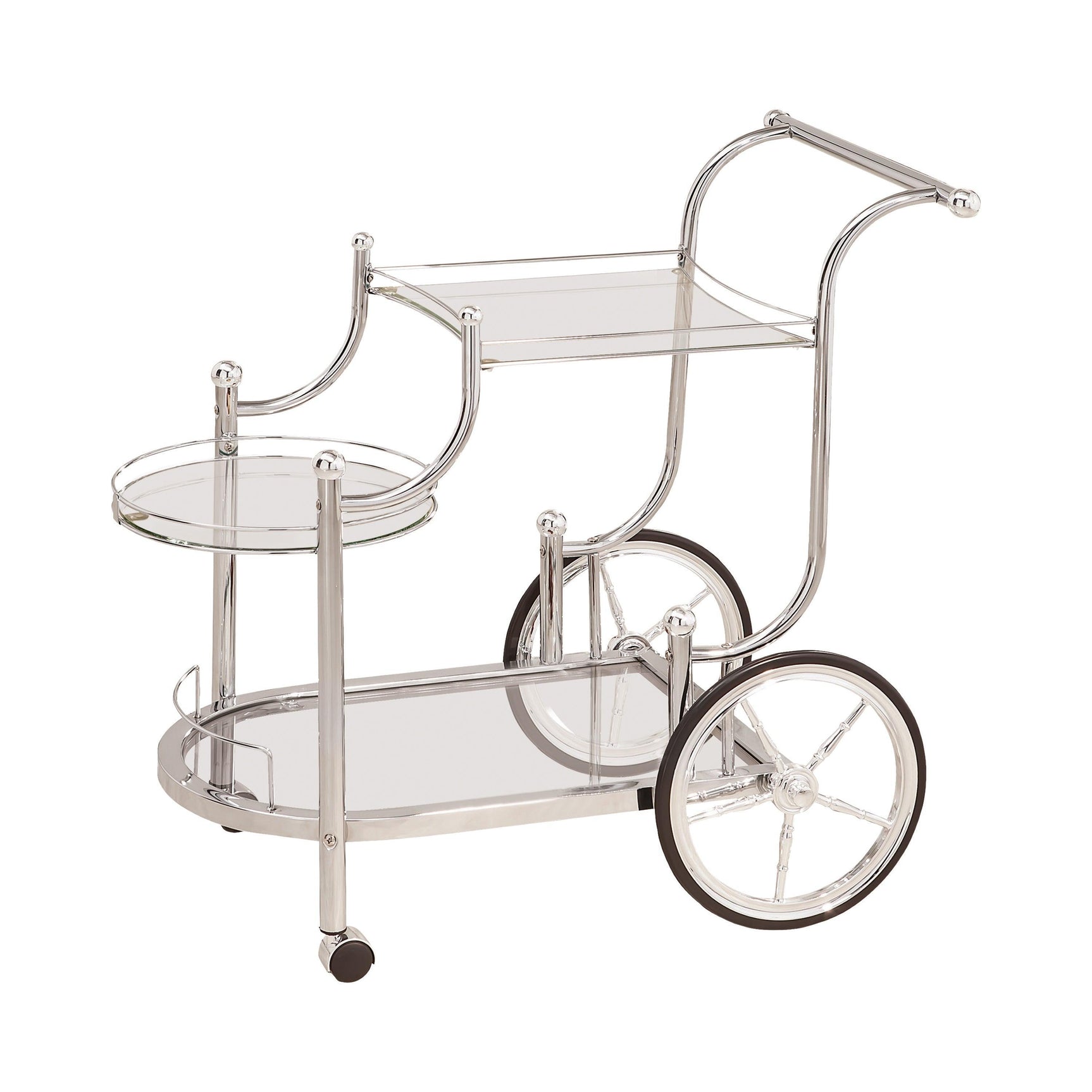 Sarandon 3-Tier Serving Cart Chrome And Clear - Ella Furniture