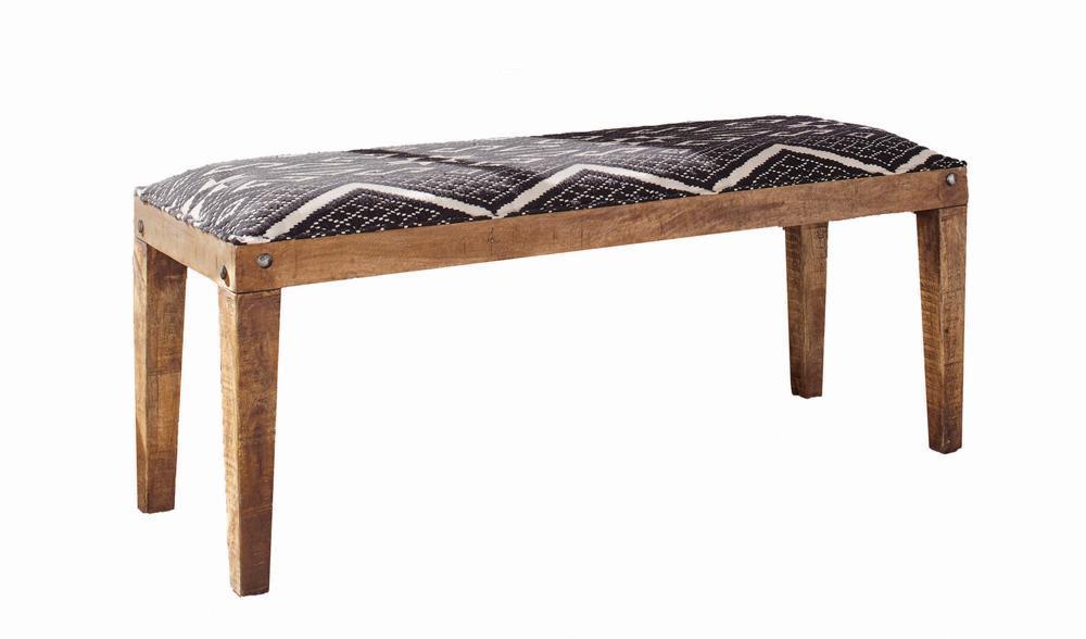 Lamont Rectangular Upholstered Bench Natural And Navy - Ella Furniture