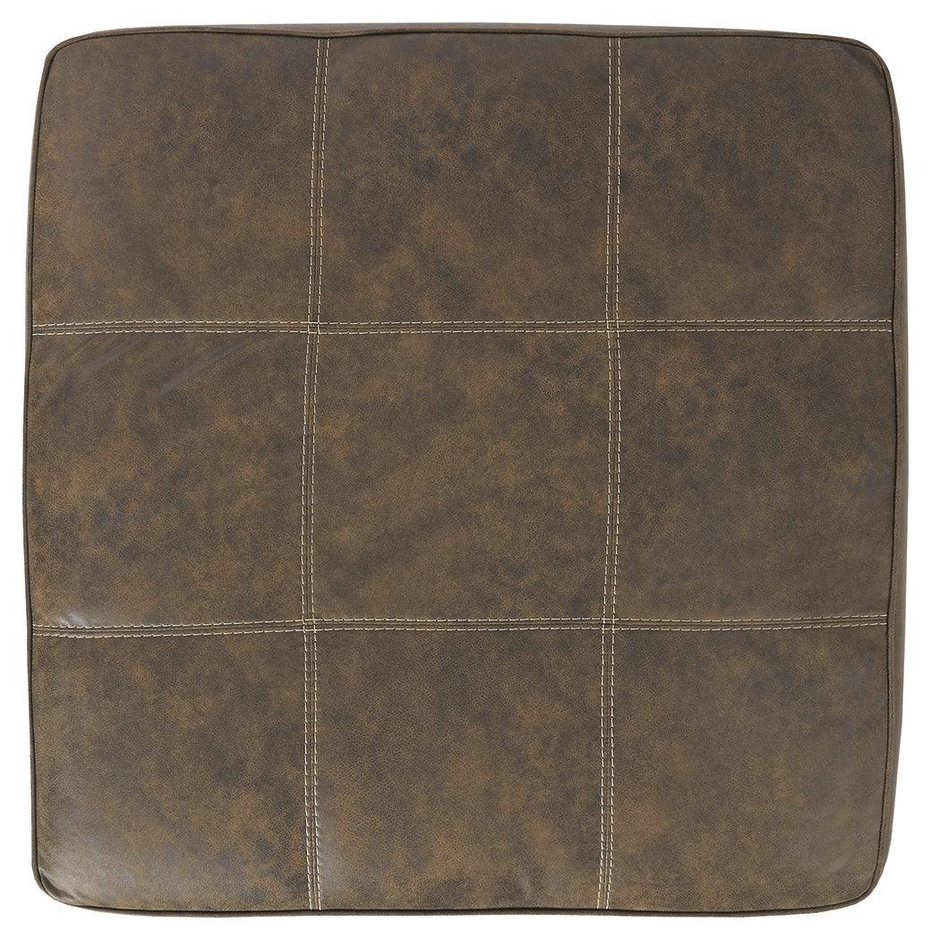 Abalone Chocolate Faux Leather Oversized Accent Ottoman - Ella Furniture