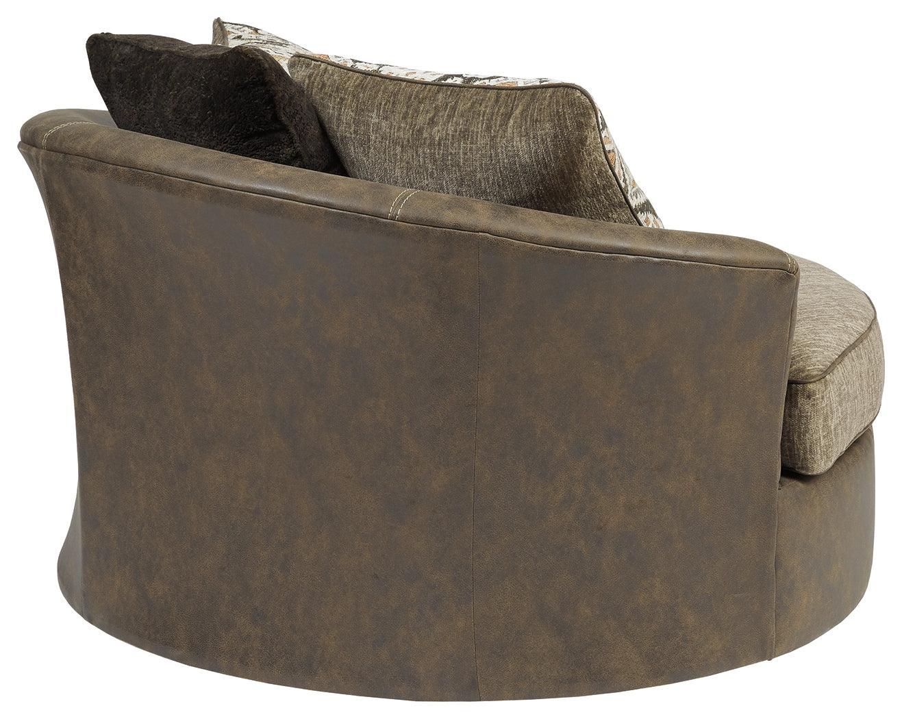 Abalone Chocolate Faux Leather Oversized Chair - Ella Furniture