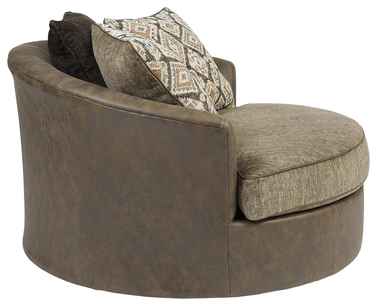 Abalone Chocolate Faux Leather Oversized Chair - Ella Furniture