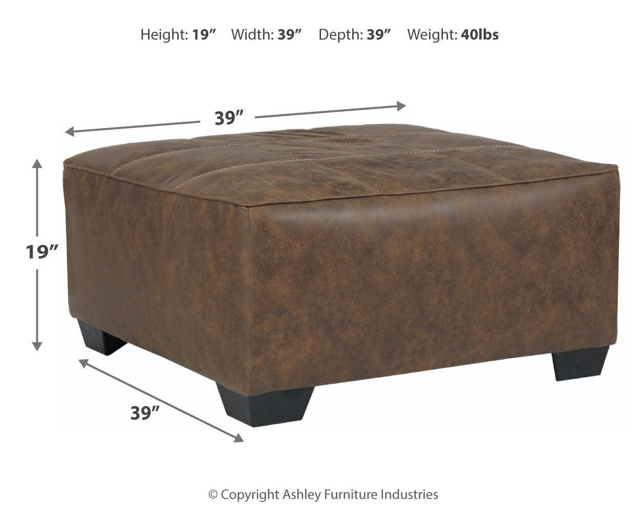 Abalone Chocolate Faux Leather Oversized Accent Ottoman - Ella Furniture