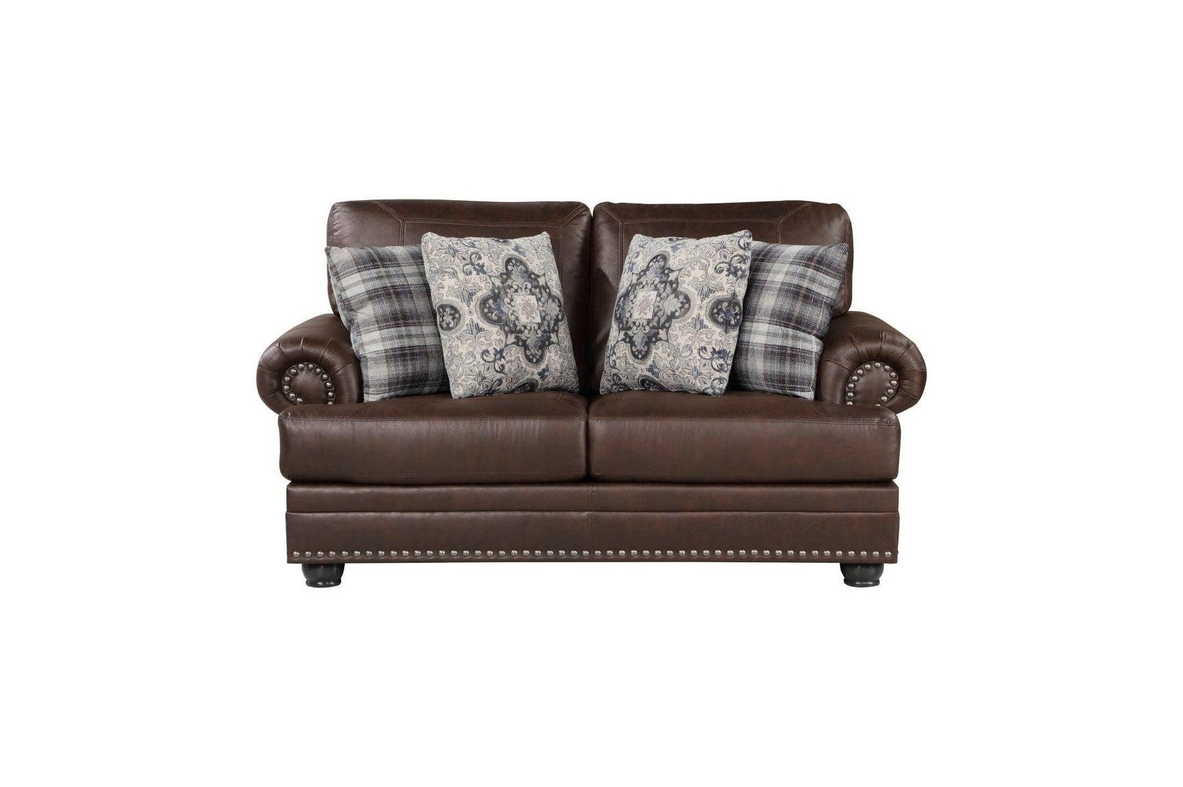 Franklin Dark Brown Modern Traditional Solid Wood And Plywood Faux Leather Upholstery Sofa - Ella Furniture