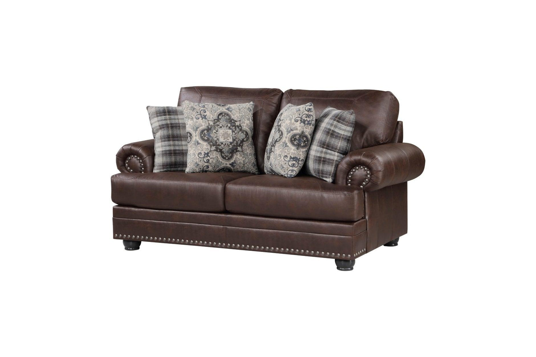 Franklin Dark Brown Modern Traditional Solid Wood And Plywood Faux Leather Upholstery Sofa - Ella Furniture