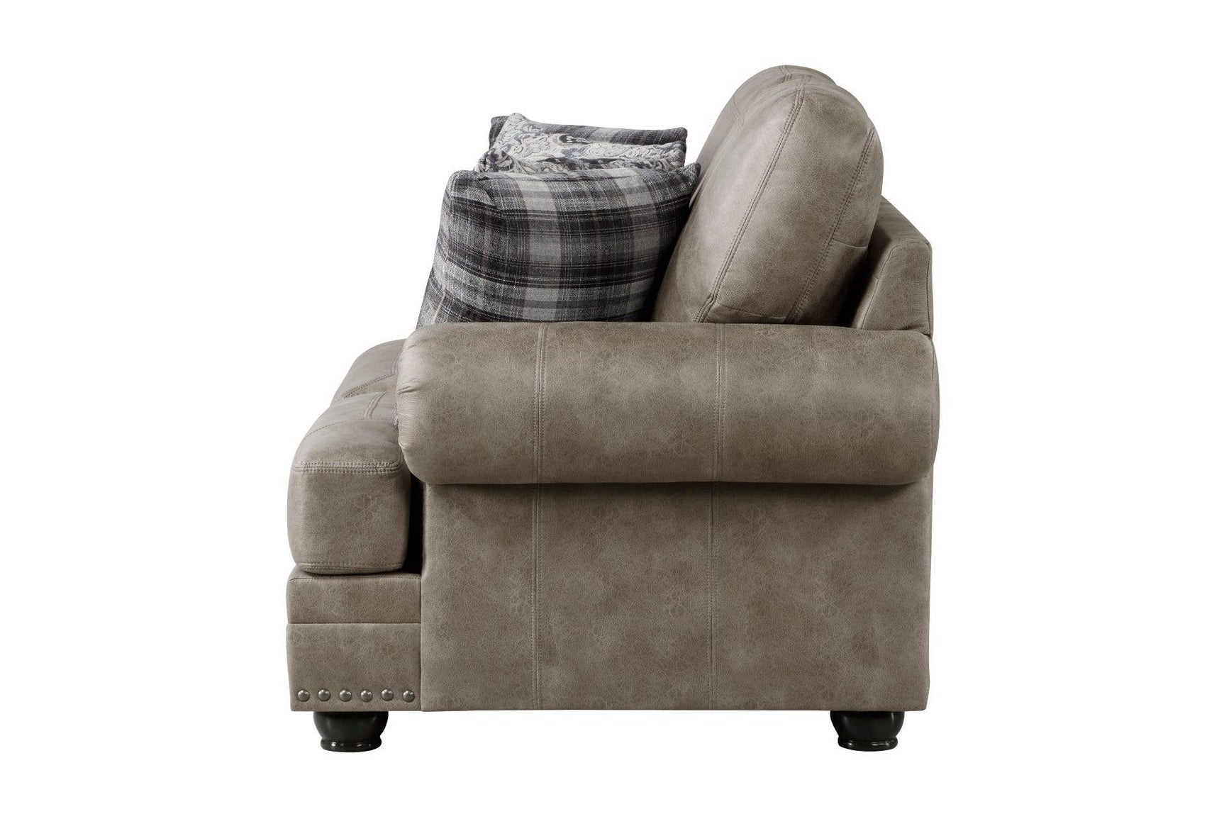 Franklin Brown Modern Traditional Solid Wood And Plywood Faux Leather Upholstery Sofa - Ella Furniture