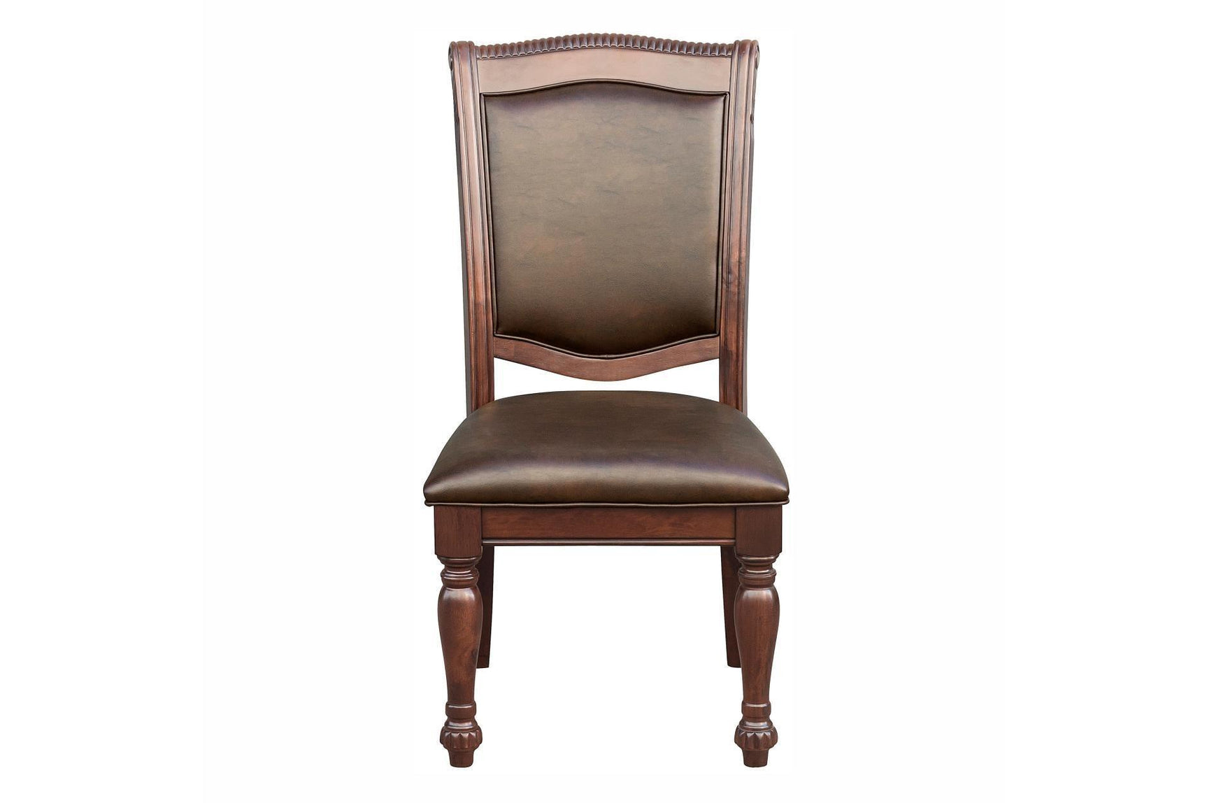 Lordsburg Brown Cherry Classic Solid Wood Faux Leather Upholstered Seat Round Dining Room Set - Ella Furniture