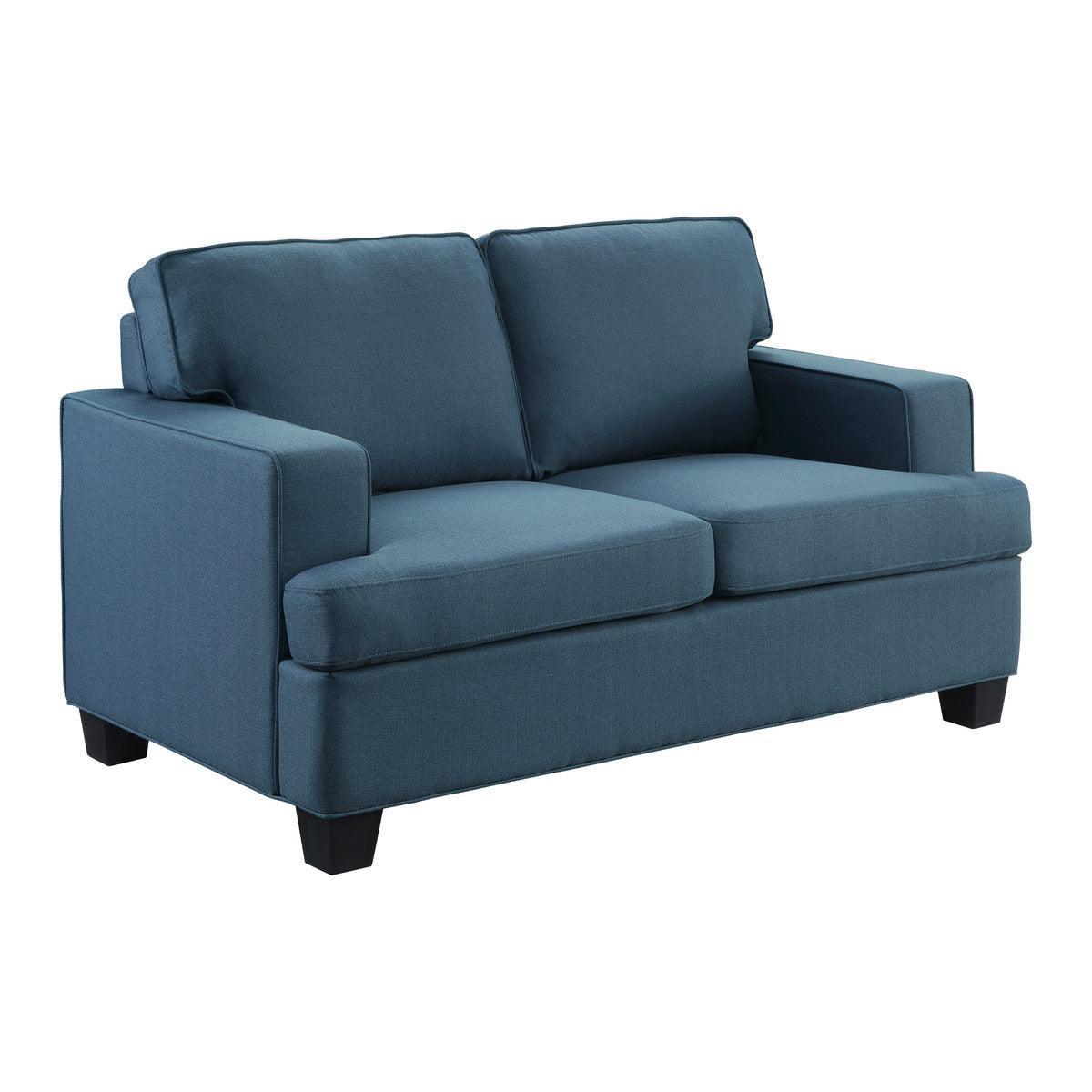 Elmont Blue Modern Transitional Solid Wood And Plywood Textured Fabric Upholstery Loveseat - Ella Furniture