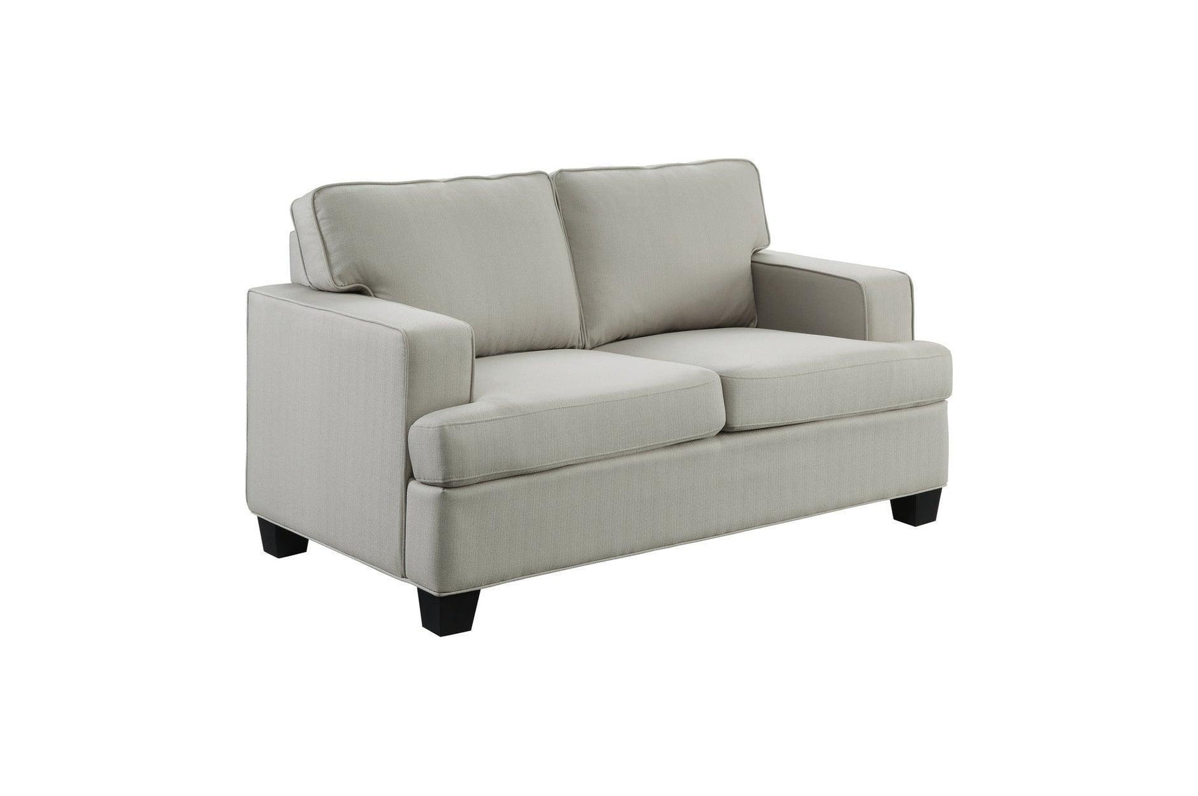 Elmont Khaki Solid Wood And Plywood Textured Fabric Upholstery 2Pc Set: Sofa, Love - Ella Furniture