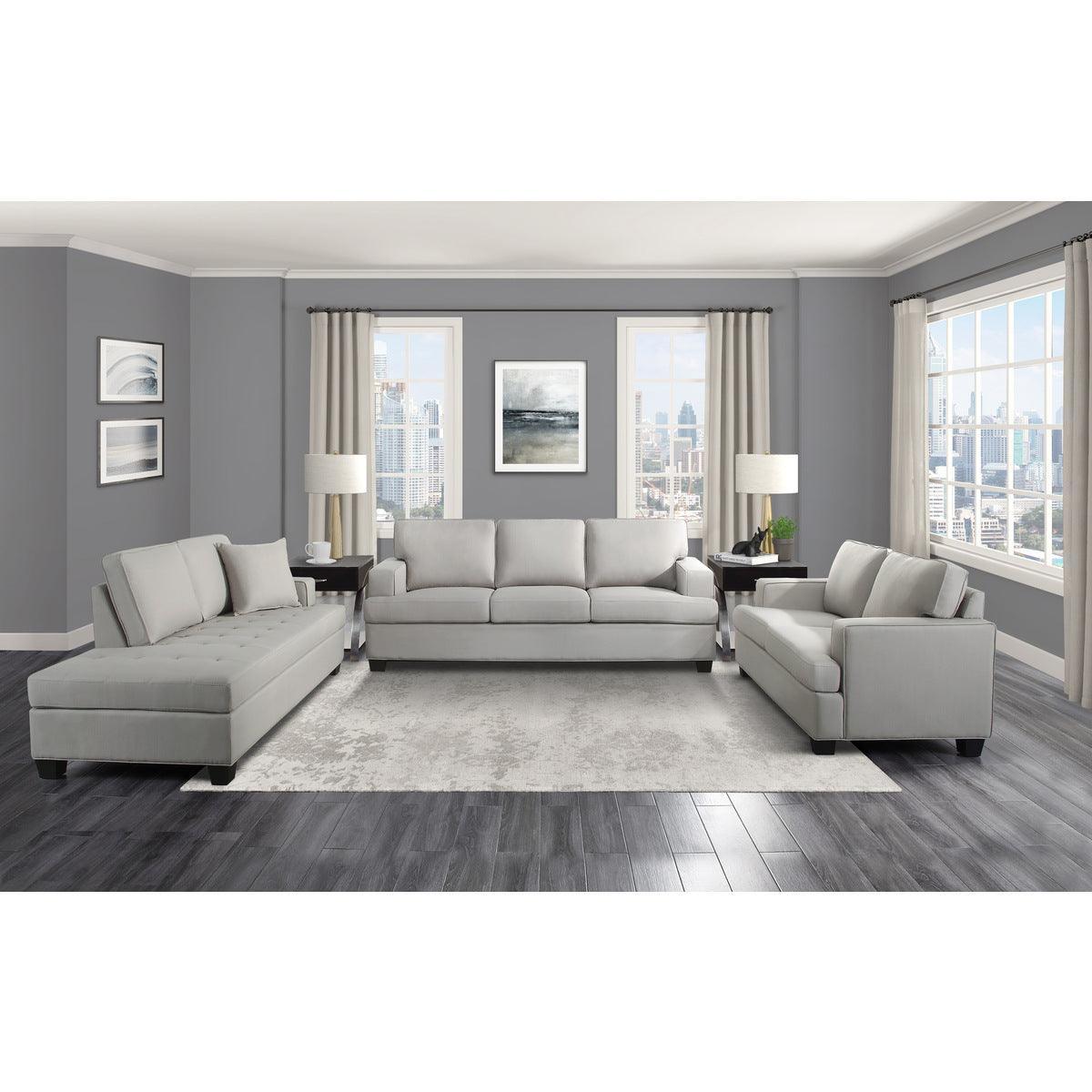 Elmont Khaki Modern Transitional Solid Wood And Plywood Textured Fabric Upholstery Loveseat - Ella Furniture