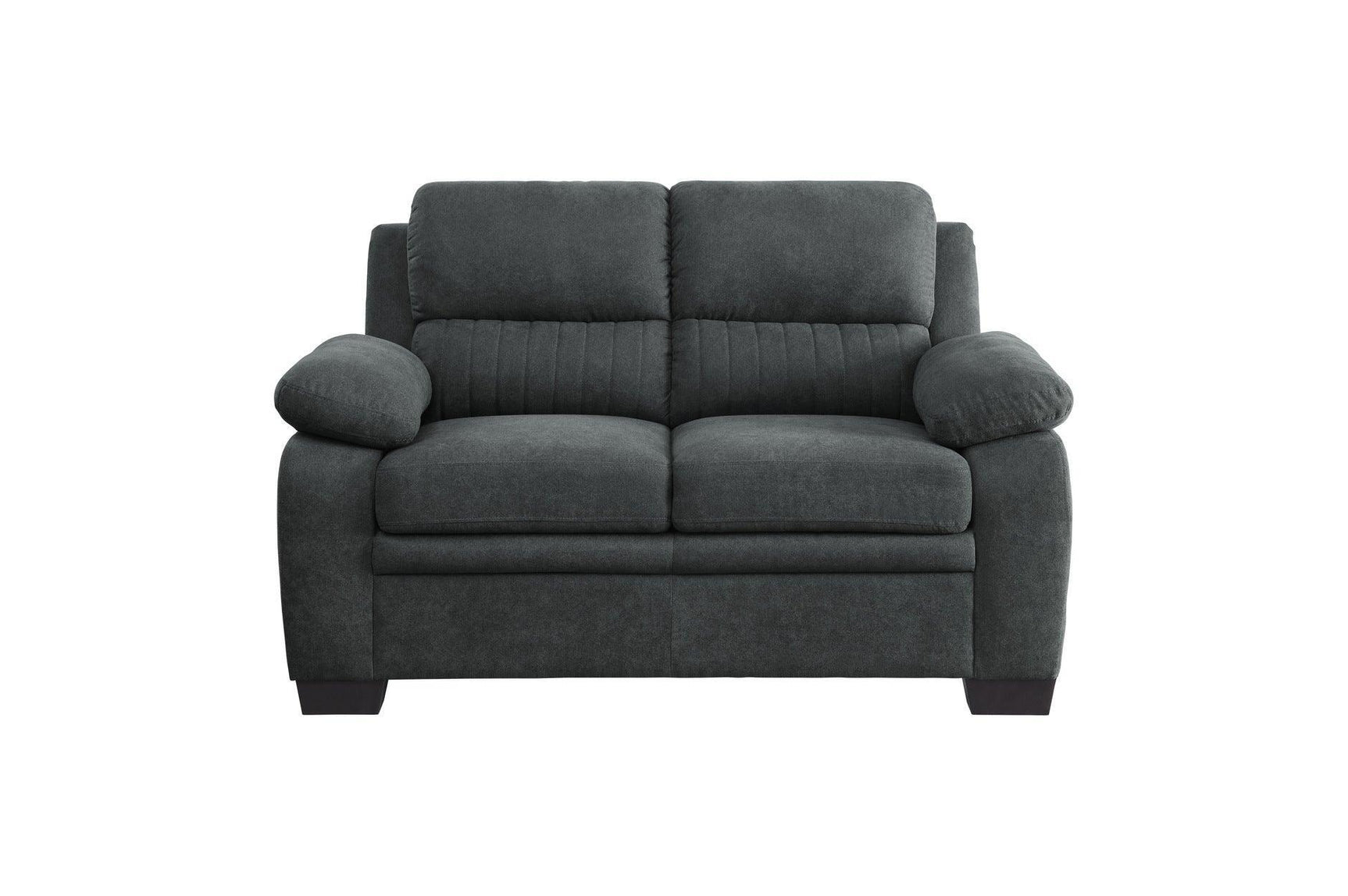 Holleman Dark Gray Solid Wood And Plywood Textured Fabric Upholstery 2Pc Set: Sofa, Love - Ella Furniture