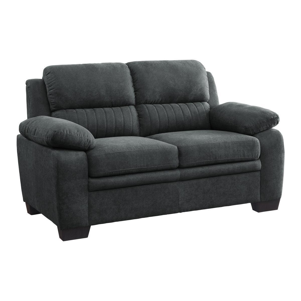 Holleman Dark Modern Gray Solid Wood And Plywood Textured Fabric Polyester Upholstery Loveseat - Ella Furniture