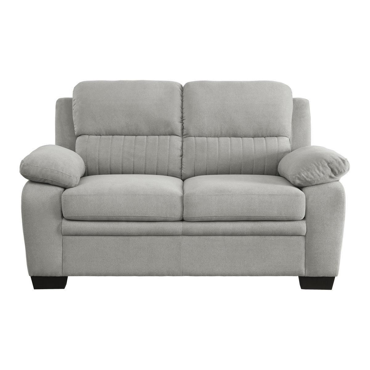 Holleman Gray Modern Solid Wood And Plywood Textured Fabric Polyester Upholstery Loveseat - Ella Furniture