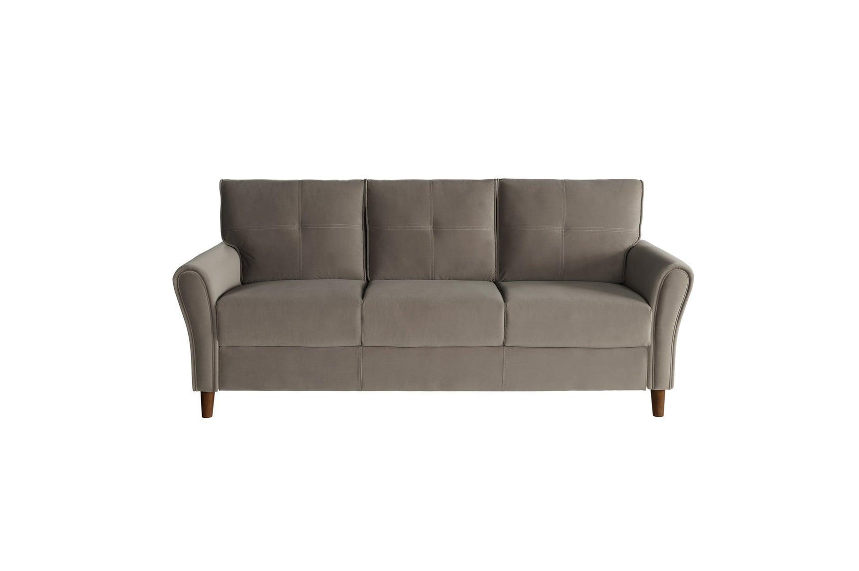 Dunleith Brown Solid Wood And Plywood Velvet Fabric Upholstery Tufted 2Pc Set: Sofa, Love - Ella Furniture