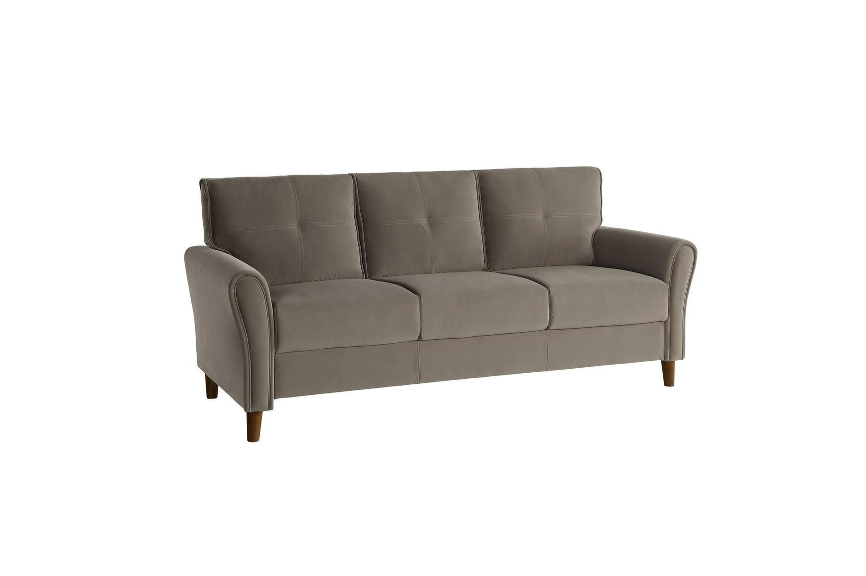 Dunleith Brown Solid Wood And Plywood Velvet Fabric Upholstery Tufted 2Pc Set: Sofa, Love - Ella Furniture
