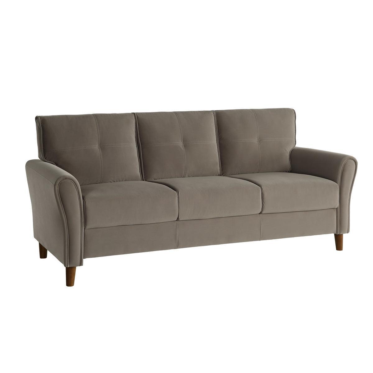 Dunleith Brown Solid Wood And Plywood Velvet Fabric Polyester Upholstered Tufted Sofa - Ella Furniture