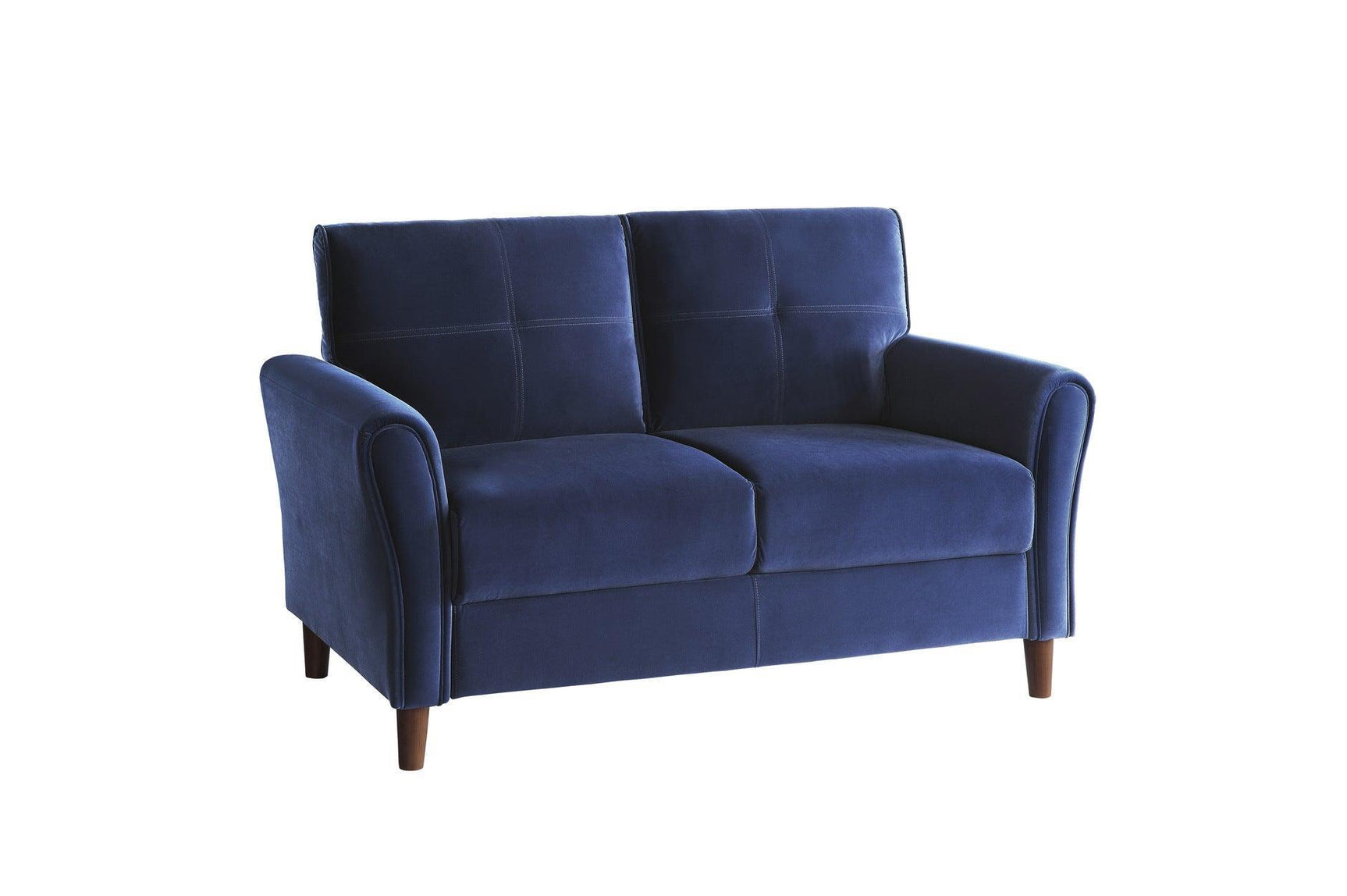 Dunleith Blue Solid Wood And Plywood Velvet Fabric Upholstery Tufted 2Pc Set: Sofa, Love - Ella Furniture