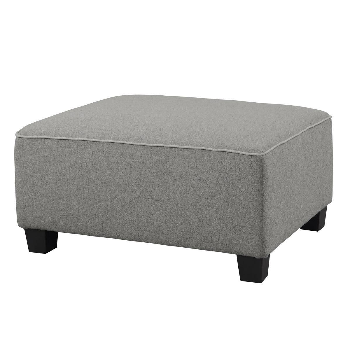 Jayne Gray Solid Wood And Plywood Textured Fabric Upholstery 5-Piece Modular Sectional With Ottoman - Ella Furniture