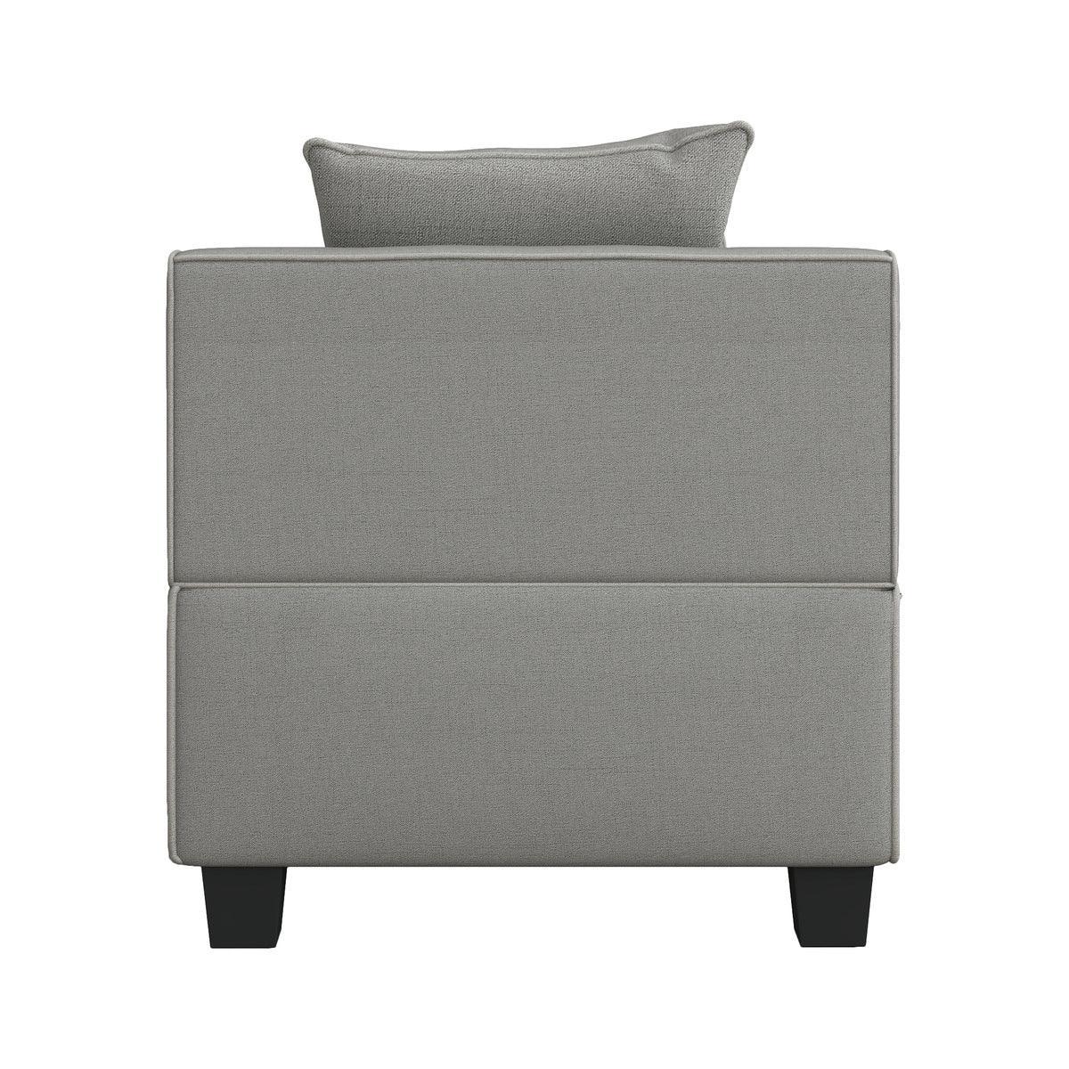 Jayne Gray Solid Wood And Plywood Textured Fabric Upholstery 5-Piece Modular Sectional With Ottoman - Ella Furniture
