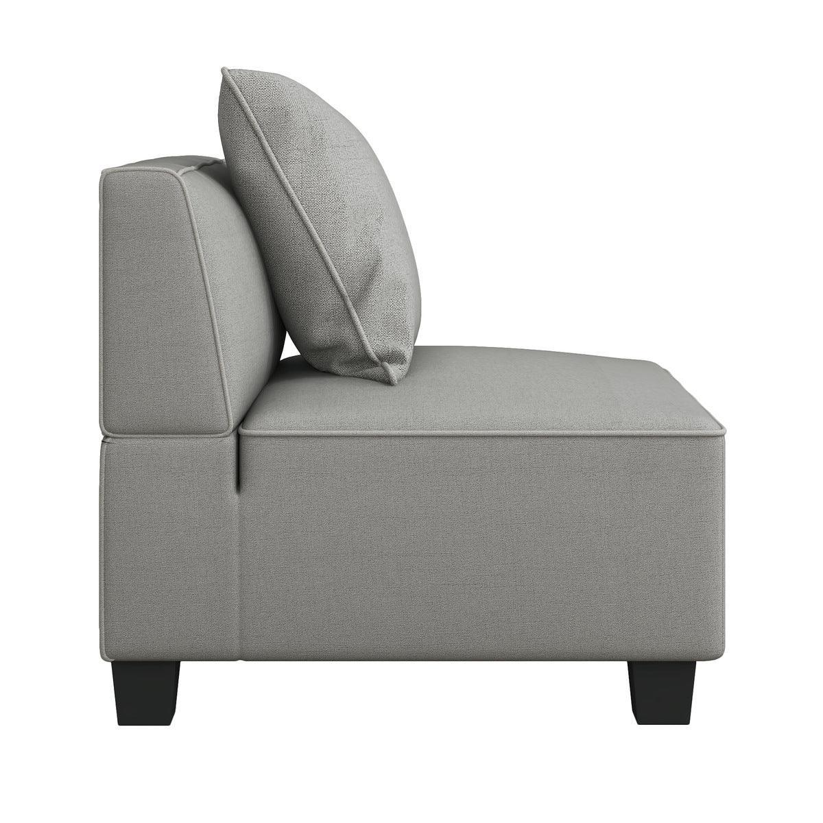 Jayne Gray Solid Wood And Plywood Textured Fabric Upholstery 5-Piece Modular Sectional With Ottoman - Ella Furniture