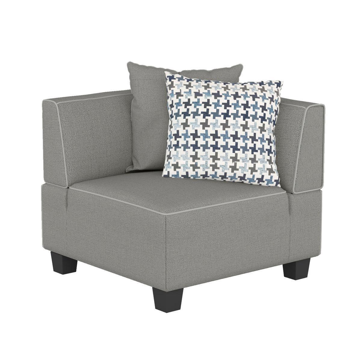 Jayne Gray Solid Wood And Plywood Textured Fabric Upholstery 5-Piece Modular Sectional With Ottoman - Ella Furniture