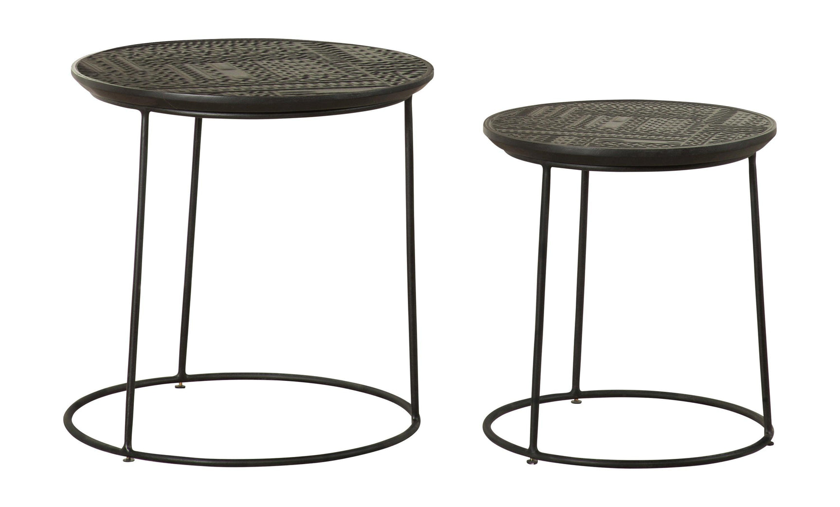 Loannis 2-Piece Round Nesting Table Matte Black - Ella Furniture