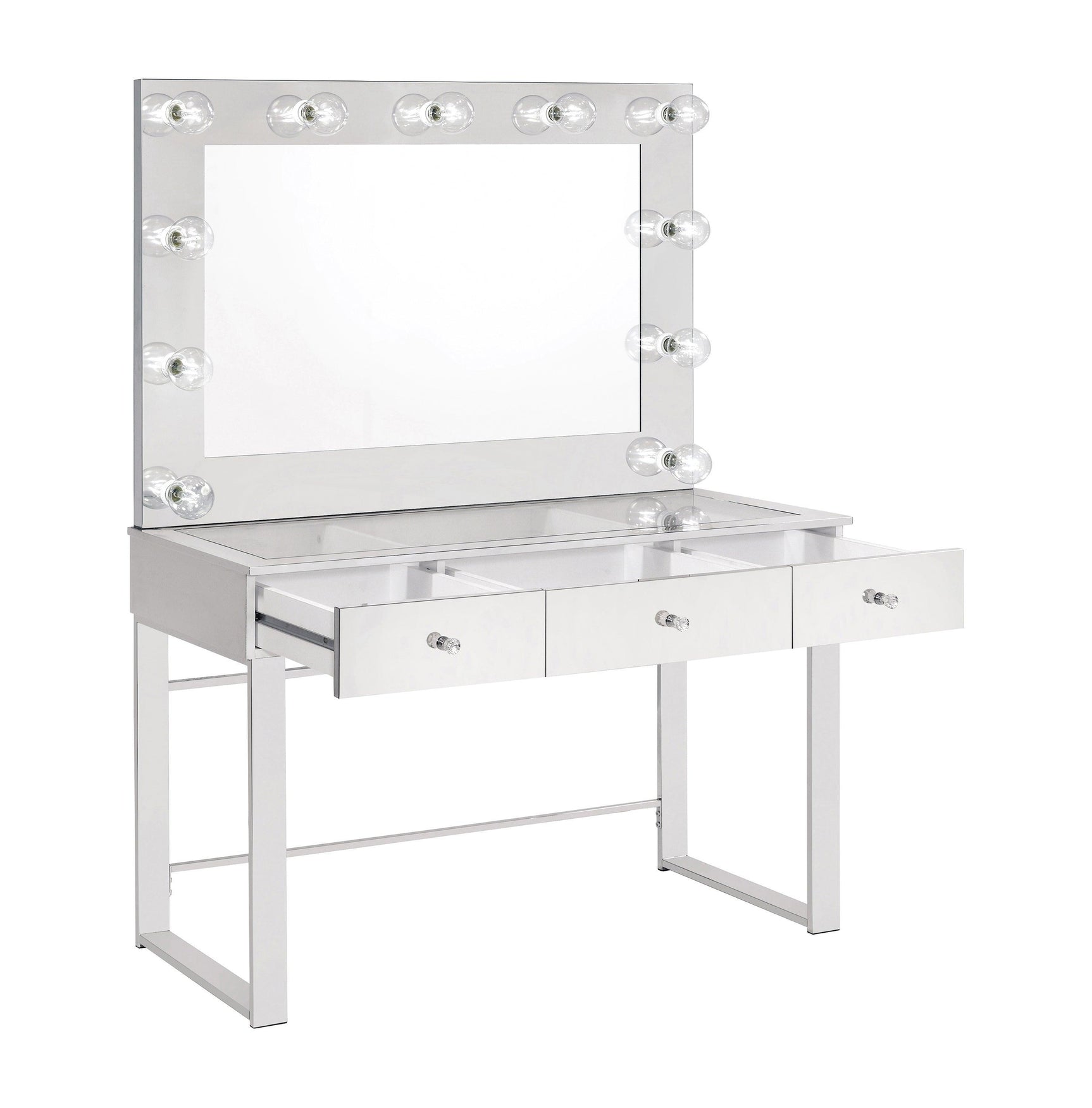 Umbridge 3-Drawer Vanity With Lighting Chrome And White - Ella Furniture