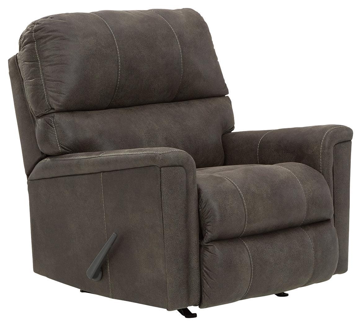 Navi Smoke Faux Leather Recliner - Ella Furniture
