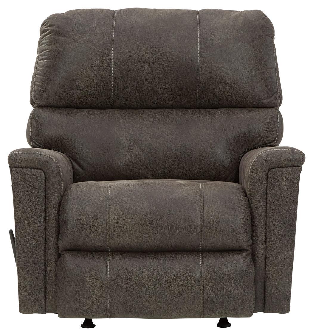 Navi Smoke Faux Leather Recliner - Ella Furniture