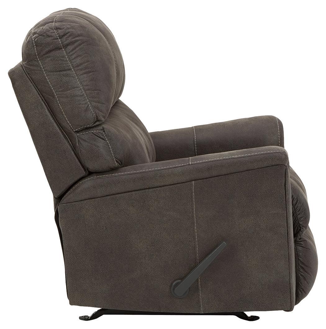Navi Smoke Faux Leather Recliner - Ella Furniture