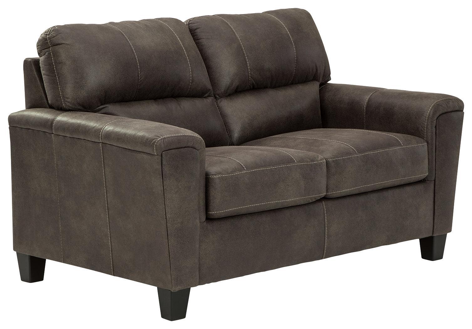 Navi Smoke Faux Leather Loveseat - Ella Furniture