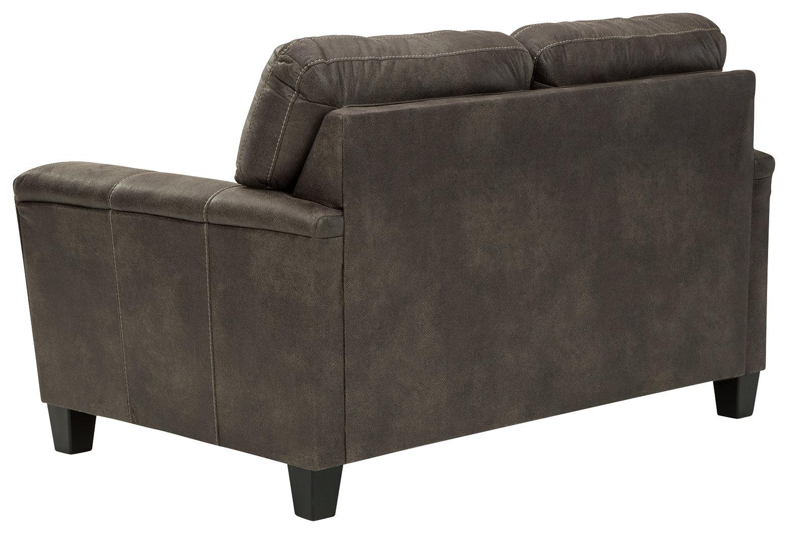 Navi Smoke Faux Leather Loveseat - Ella Furniture