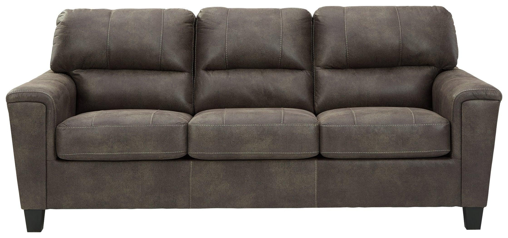 Navi Smoke Faux Leather Queen Sofa Sleeper - Ella Furniture