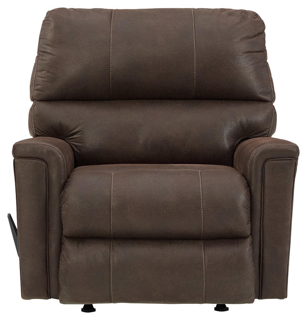 Navi Smoke Faux Leather Recliner - Ella Furniture