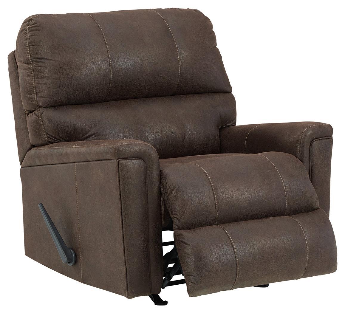 Navi Smoke Faux Leather Recliner - Ella Furniture