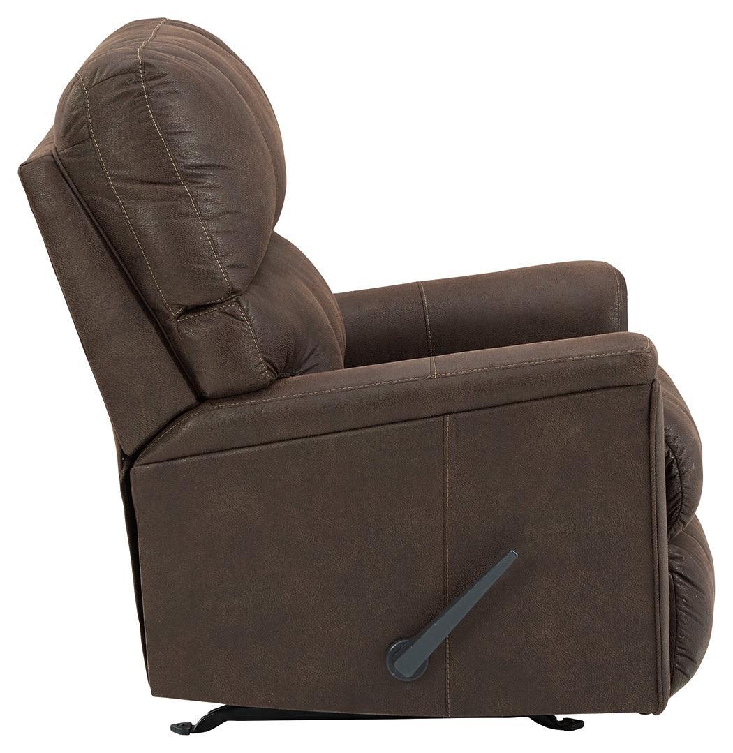 Navi Smoke Faux Leather Recliner - Ella Furniture